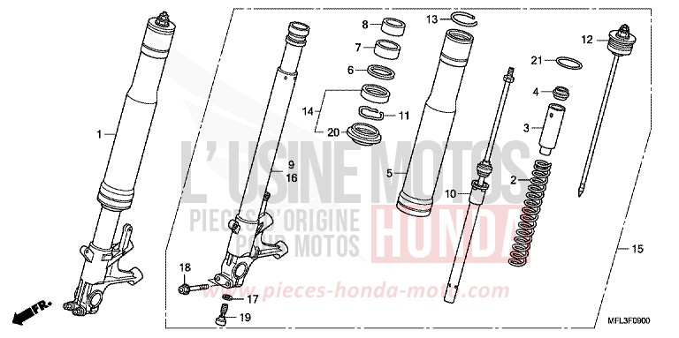 FOURCHETTE AVANT de CBR1000RR "Fireblade" PEARL SUNBEAM WHITE (NHA66HA) 2009